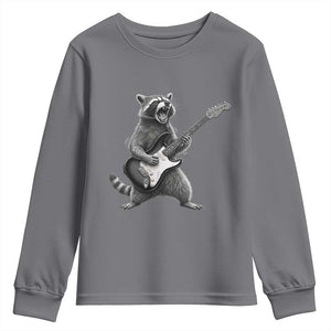 Funny Raccoon Playing Guitar Rock and Roll Youth Sweatshirt TS11 Charcoal Print Your Wear