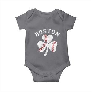 Funny Boston St Patricks Day Baseball Shamrock Baby Onesie TS11 Charcoal Print Your Wear