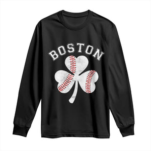 Funny Boston St Patricks Day Baseball Shamrock Long Sleeve Shirt TS11 Black Print Your Wear