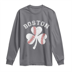 Funny Boston St Patricks Day Baseball Shamrock Long Sleeve Shirt TS11 Charcoal Print Your Wear