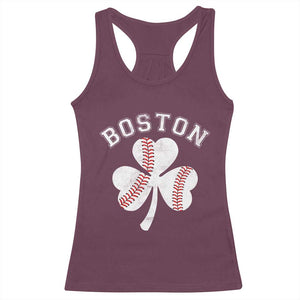 Funny Boston St Patricks Day Baseball Shamrock Racerback Tank Top TS11 Maroon Print Your Wear