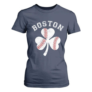 Funny Boston St Patricks Day Baseball Shamrock T Shirt For Women TS11 Navy Print Your Wear