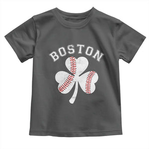Funny Boston St Patricks Day Baseball Shamrock Toddler T Shirt TS11 Dark Heather Print Your Wear