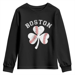 Funny Boston St Patricks Day Baseball Shamrock Youth Sweatshirt TS11 Black Print Your Wear