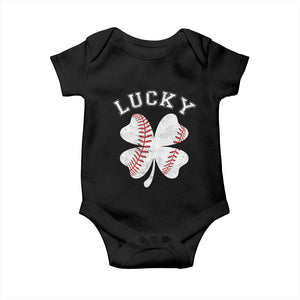 Funny Baseball Lucky Clover St Patricks Day Baby Onesie TS11 Black Print Your Wear