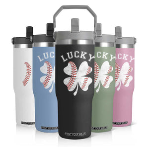 Funny Baseball Lucky Clover St Patricks Day Flip Straw Tumbler TS11 Print Your Wear