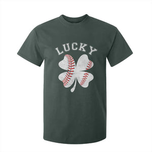 Funny Baseball Lucky Clover St Patricks Day T Shirt For Kid TS11 Dark Forest Green Print Your Wear