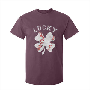 Funny Baseball Lucky Clover St Patricks Day T Shirt For Kid TS11 Maroon Print Your Wear