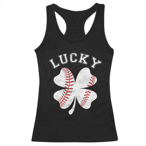 Funny Baseball Lucky Clover St Patricks Day Racerback Tank Top TS11 Black Print Your Wear