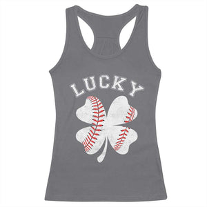 Funny Baseball Lucky Clover St Patricks Day Racerback Tank Top TS11 Charcoal Print Your Wear