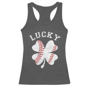 Funny Baseball Lucky Clover St Patricks Day Racerback Tank Top TS11 Dark Heather Print Your Wear