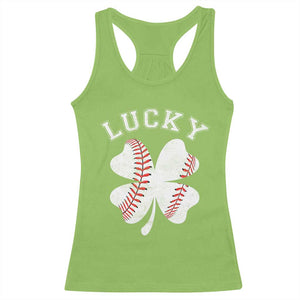 Funny Baseball Lucky Clover St Patricks Day Racerback Tank Top TS11 Lime Print Your Wear