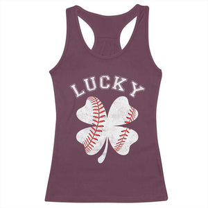 Funny Baseball Lucky Clover St Patricks Day Racerback Tank Top TS11 Maroon Print Your Wear