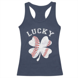 Funny Baseball Lucky Clover St Patricks Day Racerback Tank Top TS11 Navy Print Your Wear
