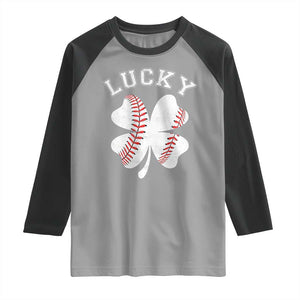 Funny Baseball Lucky Clover St Patricks Day Raglan Shirt TS11 Sport Gray Black Print Your Wear