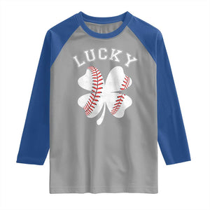 Funny Baseball Lucky Clover St Patricks Day Raglan Shirt TS11 Sport Gray Royal Print Your Wear