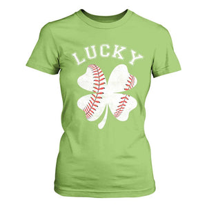 Funny Baseball Lucky Clover St Patricks Day T Shirt For Women TS11 Lime Print Your Wear
