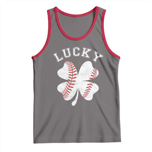 Funny Baseball Lucky Clover St Patricks Day Tank Top TS11 Deep Heather Red Print Your Wear