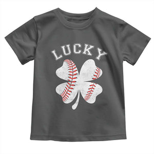 Funny Baseball Lucky Clover St Patricks Day Toddler T Shirt TS11 Dark Heather Print Your Wear