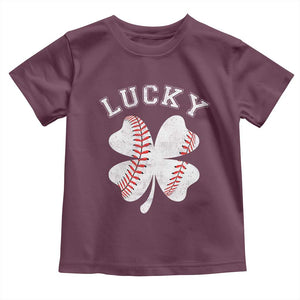 Funny Baseball Lucky Clover St Patricks Day Toddler T Shirt TS11 Maroon Print Your Wear