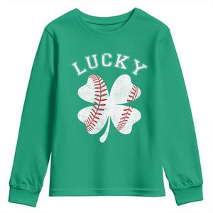 Funny Baseball Lucky Clover St Patricks Day Youth Sweatshirt TS11 Irish Green Print Your Wear