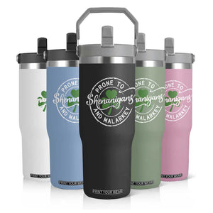 Prone To Shenanigans And Malarkey Flip Straw Tumbler Funny St Patricks Day Irish Shamrock TS11 Print Your Wear