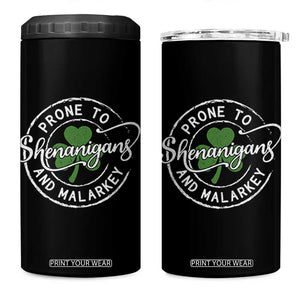 Prone To Shenanigans And Malarkey 4 in 1 Can Cooler Tumbler Funny St Patricks Day Irish Shamrock TS11 One Size: 16 oz Black Print Your Wear
