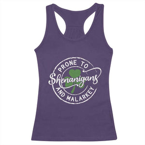 Prone To Shenanigans And Malarkey - Racerback Tank Top - Funny St Patricks Day - Irish Shamrock TS11 Purple Print Your Wear