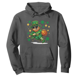 Leprechaun Basketball St Patricks Day Sport Lover Hoodie TS11 Dark Heather Print Your Wear
