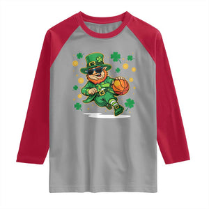 Leprechaun Basketball St Patricks Day Sport Lover Raglan Shirt TS11 Sport Gray Red Print Your Wear