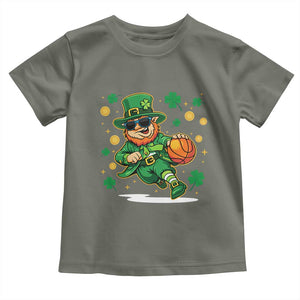 Leprechaun Basketball St Patricks Day Sport Lover Toddler T Shirt TS11 Military Green Print Your Wear