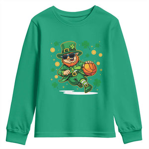 Leprechaun Basketball St Patricks Day Sport Lover Youth Sweatshirt TS11 Irish Green Print Your Wear