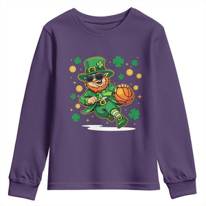 Leprechaun Basketball St Patricks Day Sport Lover Youth Sweatshirt TS11 Purple Print Your Wear