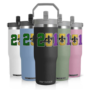 Funny Mardi Gras Mobile Alabama Flip Straw Tumbler 251 Area Code Glitter Print Fleur De Lis TS11 Print Your Wear