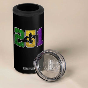 Funny Mardi Gras Mobile Alabama 4 in 1 Can Cooler Tumbler 251 Area Code Glitter Print Fleur De Lis TS11 Print Your Wear