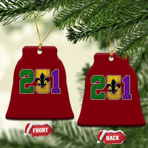 Funny Mardi Gras Mobile Alabama Ceramic Ornament 251 Area Code Glitter Print Fleur De Lis TS11 Print Your Wear