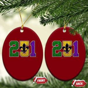 Funny Mardi Gras Mobile Alabama Ceramic Ornament 251 Area Code Glitter Print Fleur De Lis TS11 Print Your Wear