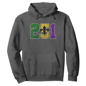 Funny Mardi Gras Mobile Alabama Hoodie 251 Area Code Glitter Print Fleur De Lis TS11 Dark Heather Print Your Wear