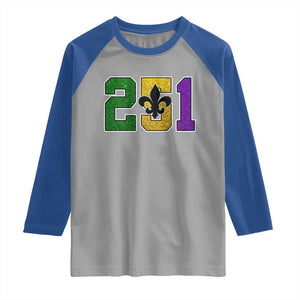 Funny Mardi Gras Mobile Alabama Raglan Shirt 251 Area Code Glitter Print Fleur De Lis TS11 Sport Gray Royal Print Your Wear