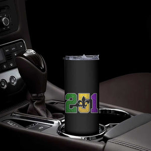 Funny Mardi Gras Mobile Alabama Skinny Tumbler 251 Area Code Glitter Print Fleur De Lis TS11 Print Your Wear