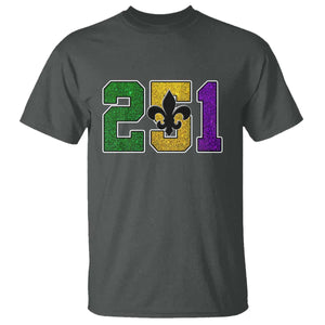 Funny Mardi Gras Mobile Alabama T Shirt 251 Area Code Glitter Print Fleur De Lis TS11 Dark Heather Print Your Wear