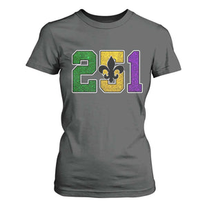 Funny Mardi Gras Mobile Alabama T Shirt For Women 251 Area Code Glitter Print Fleur De Lis TS11 Dark Heather Print Your Wear