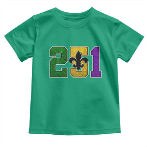 Funny Mardi Gras Mobile Alabama Toddler T Shirt 251 Area Code Glitter Print Fleur De Lis TS11 Irish Green Print Your Wear