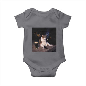 Funny Cigarette And Drinking Irish Stout Beer Cat Meme Baby Onesie TS11 Charcoal Print Your Wear