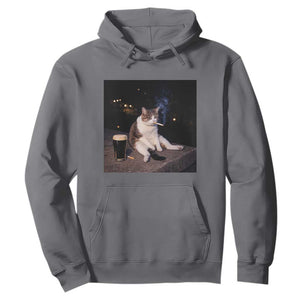 Funny Cigarette And Drinking Irish Stout Beer Cat Meme Hoodie TS11 Charcoal Print Your Wear