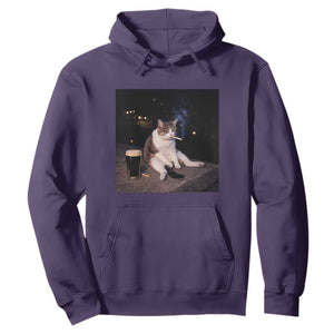 Funny Cigarette And Drinking Irish Stout Beer Cat Meme Hoodie TS11 Purple Print Your Wear