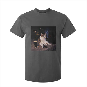 Funny Cigarette And Drinking Irish Stout Beer Cat Meme T Shirt For Kid TS11 Dark Heather Print Your Wear
