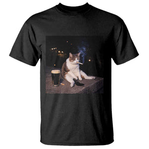 Funny Cigarette And Drinking Irish Stout Beer Cat Meme T Shirt TS11 Black Print Your Wear