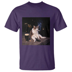 Funny Cigarette And Drinking Irish Stout Beer Cat Meme T Shirt TS11 Purple Print Your Wear