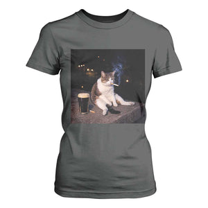 Funny Cigarette And Drinking Irish Stout Beer Cat Meme T Shirt For Women TS11 Dark Heather Print Your Wear